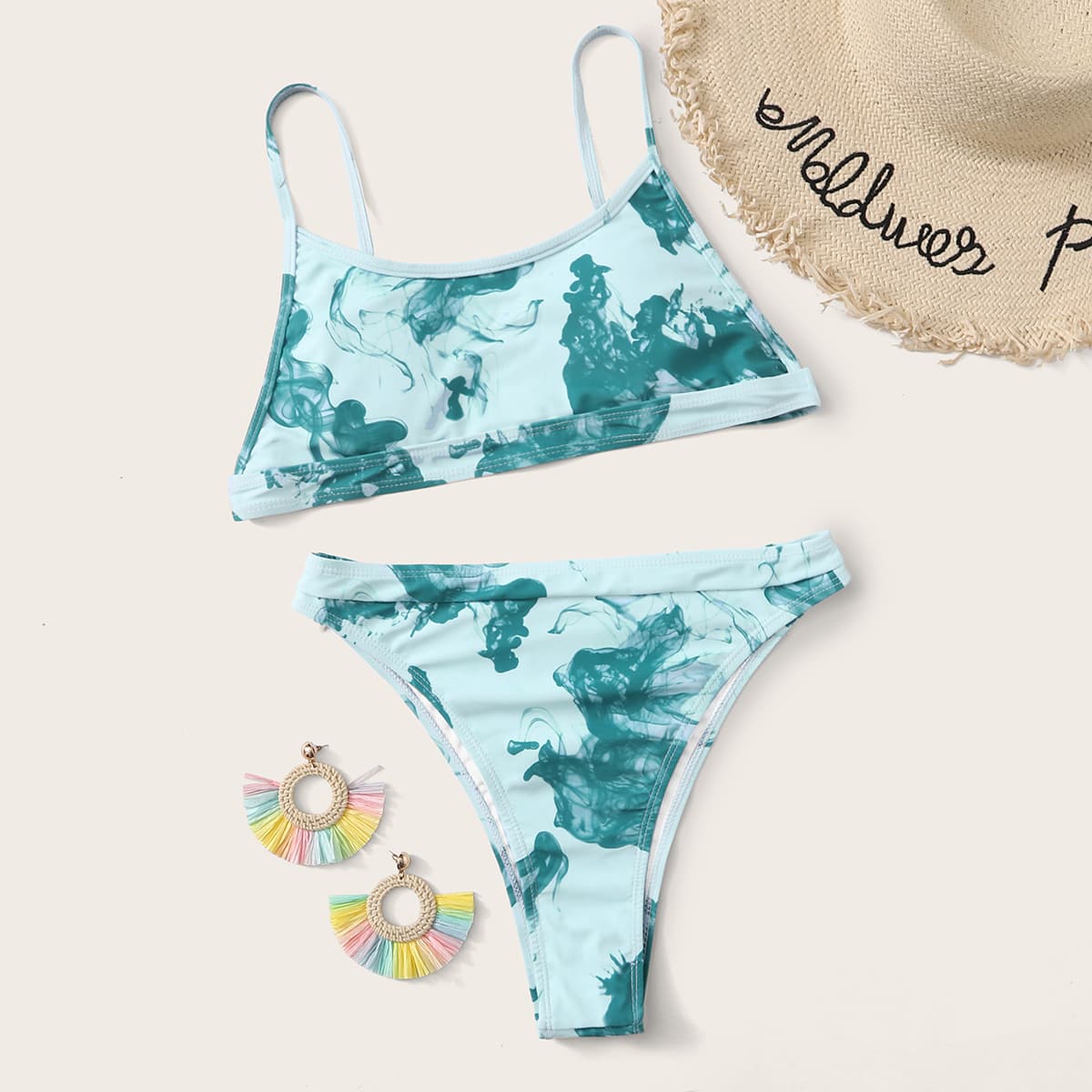

Tie Dye High Waisted Bikini Swimsuit, Multicolor