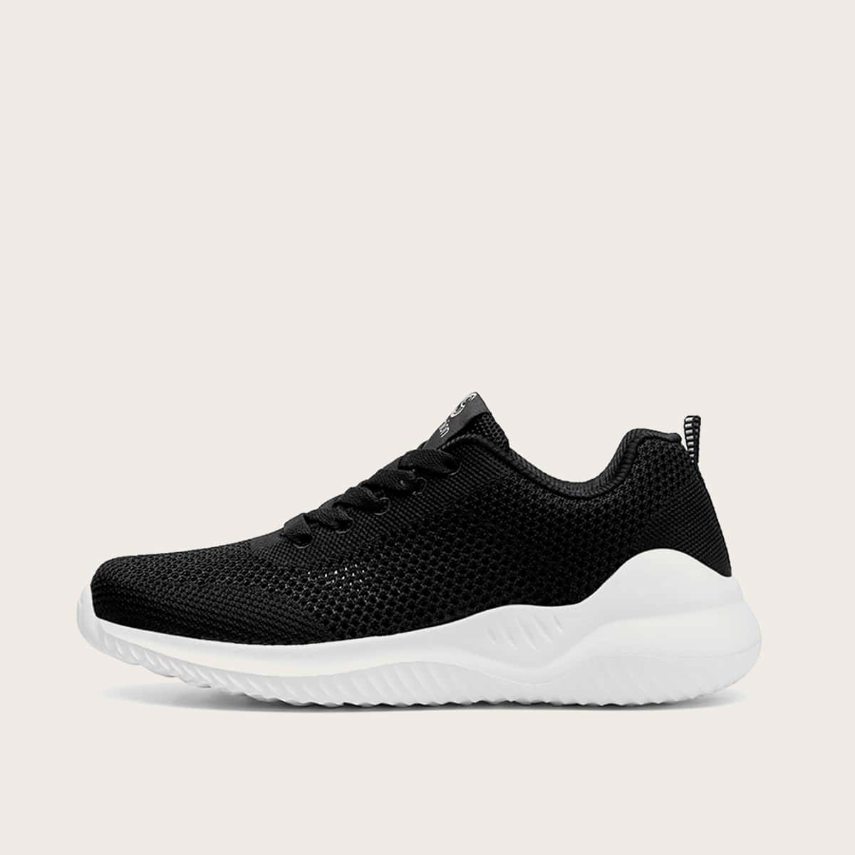 

Lace-up Front Chunky Sneakers, Black
