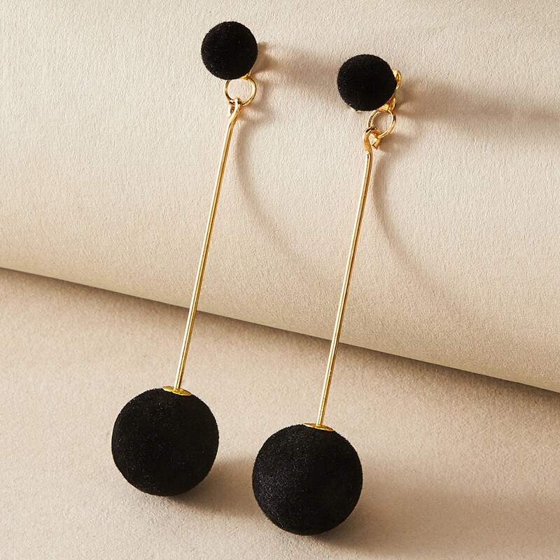 

1pair Round Ball Decor Earring Jackets, Black