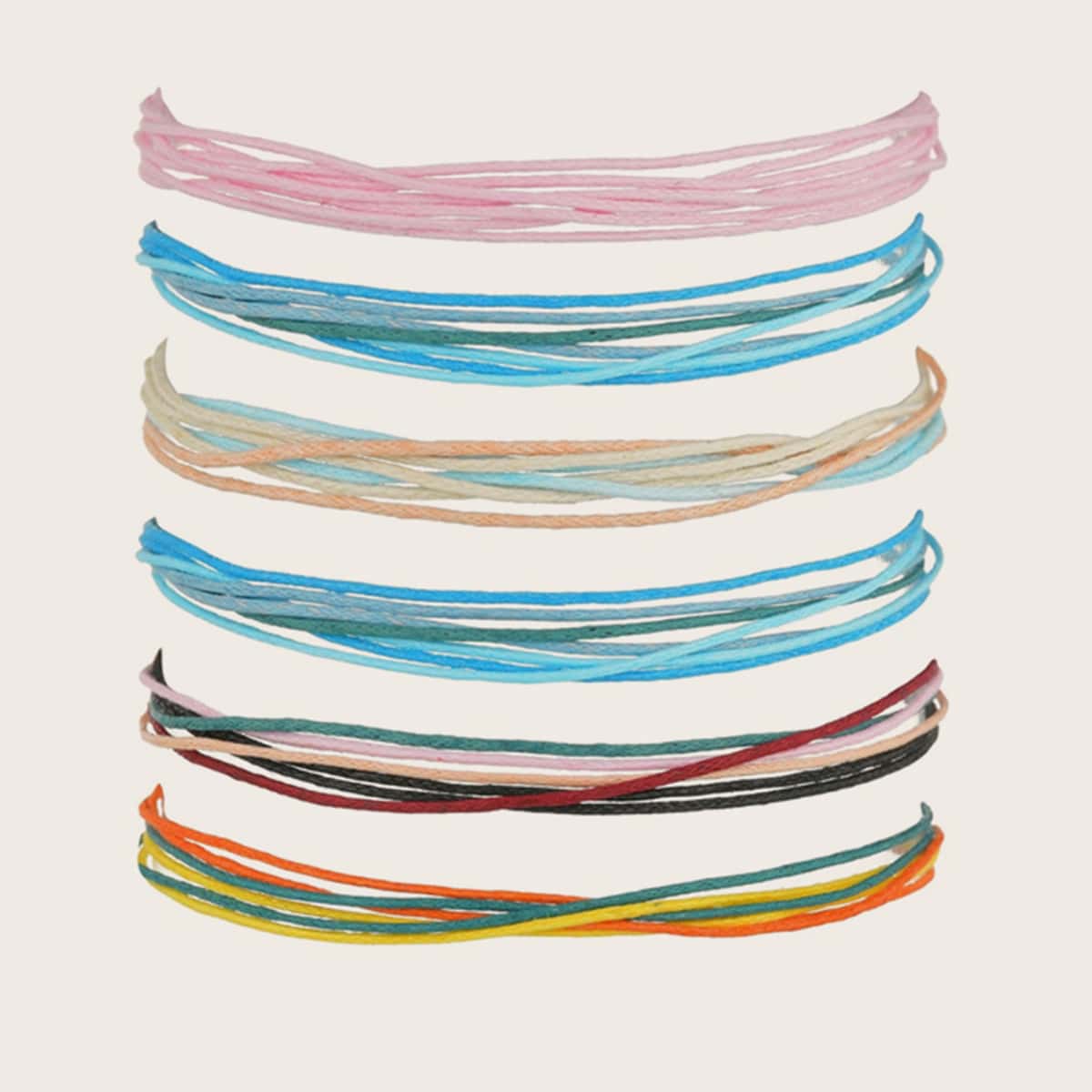 

6pcs Knot Design String Bracelet, Multicolor