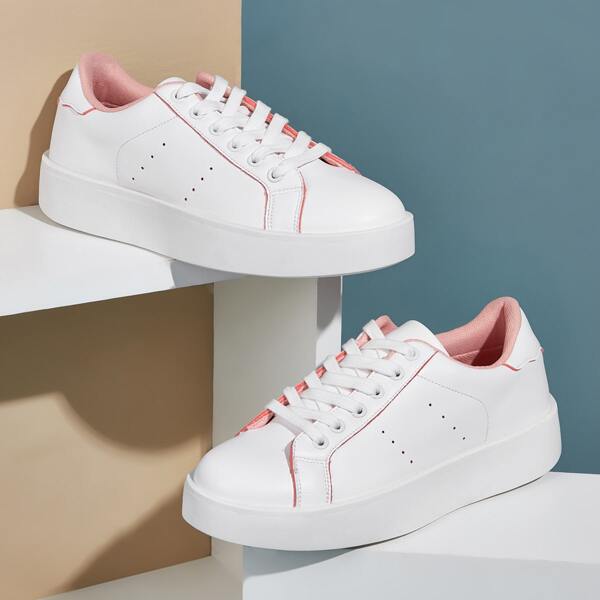 

Lace-up Front Wide Fit Sneakers, White