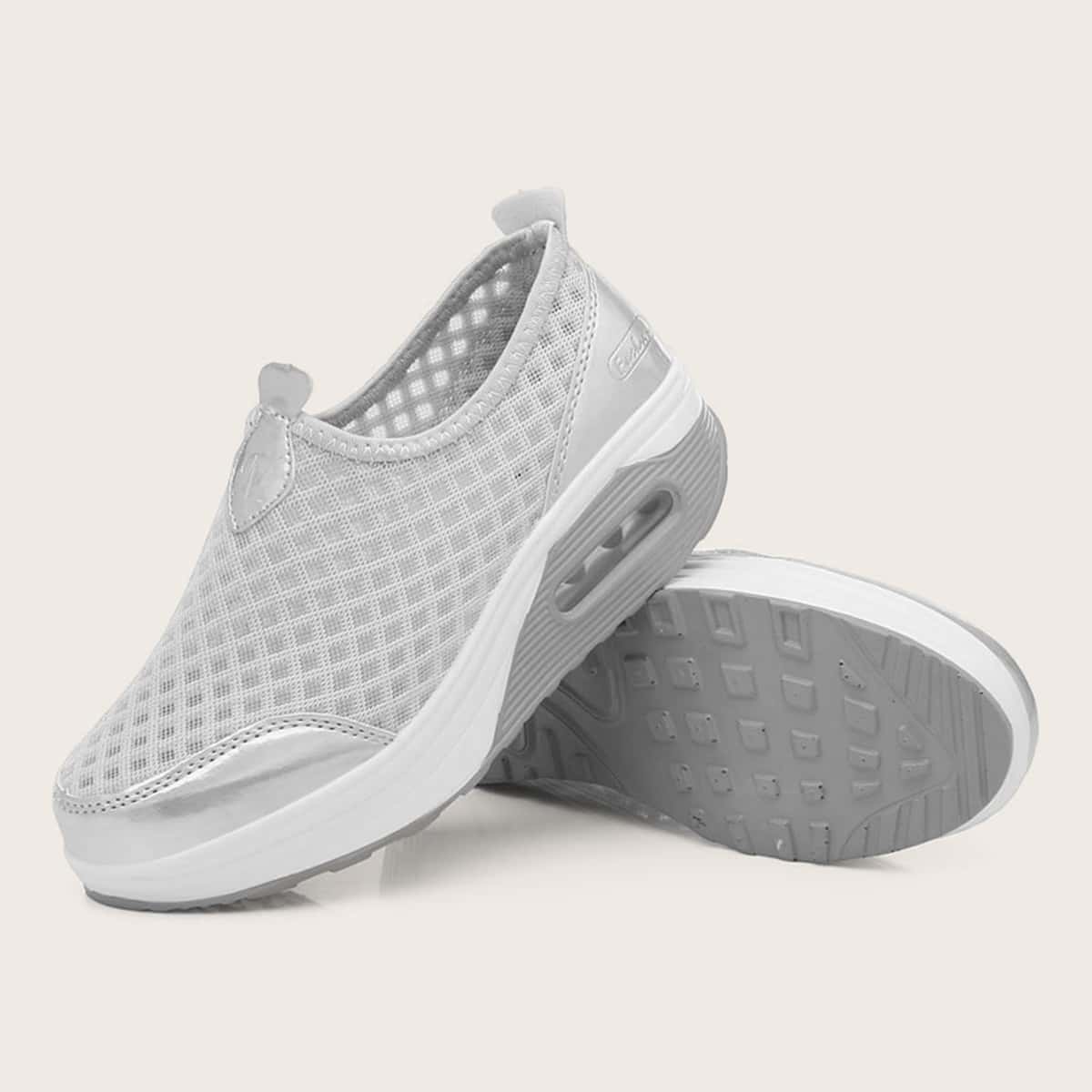 

Mesh Panel Slip On Sneakers, Grey