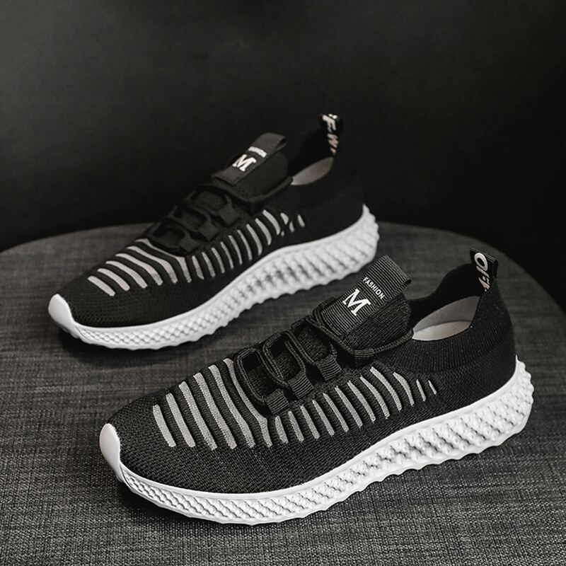 

Lace-up Front Mesh Panel Sneakers, Black