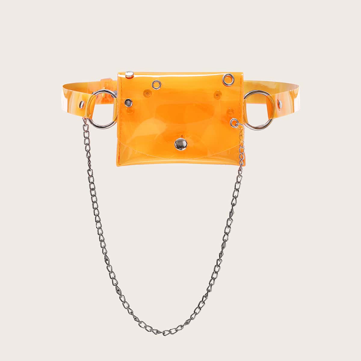 

Mini Chain Decor Clear Fanny Pack, Orange