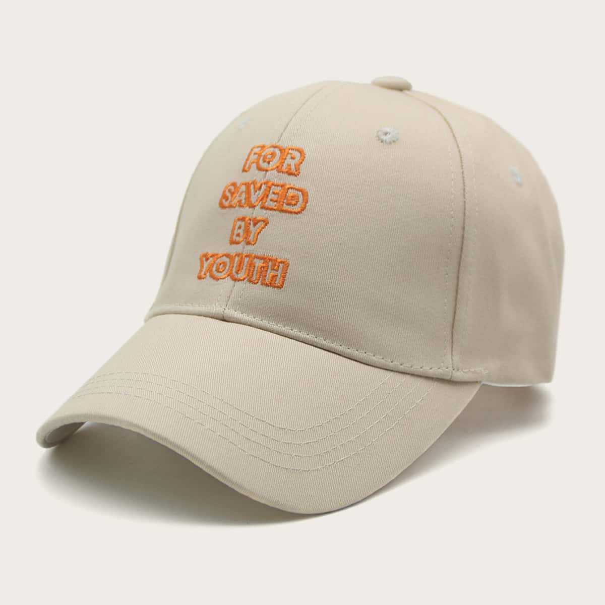 

Letter Embroidered Baseball Cap, White