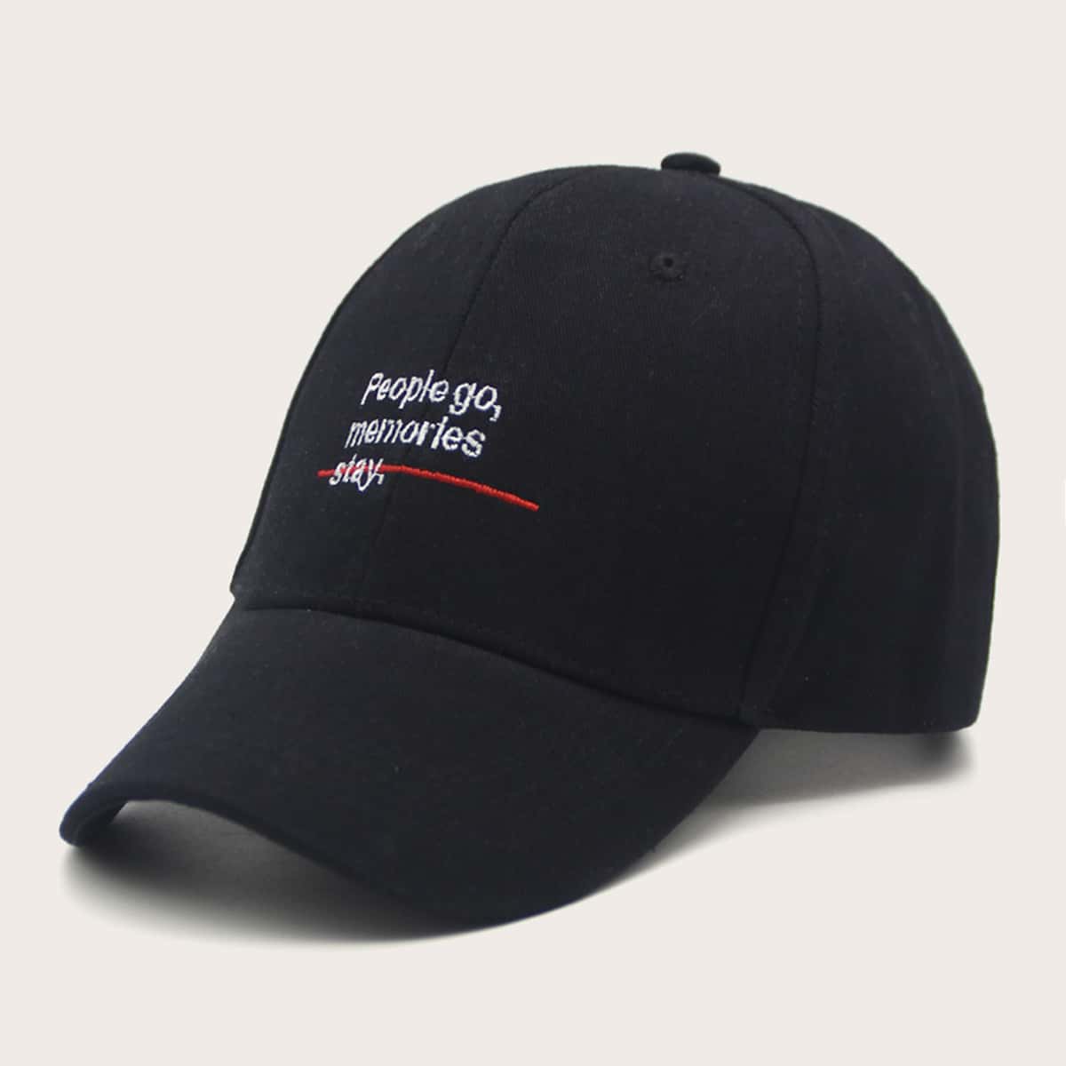 

Slogan Embroidered Baseball Cap, Black