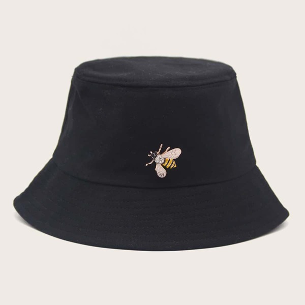 

Rhinestone Decor Bee Decor Bucket Hat, Black