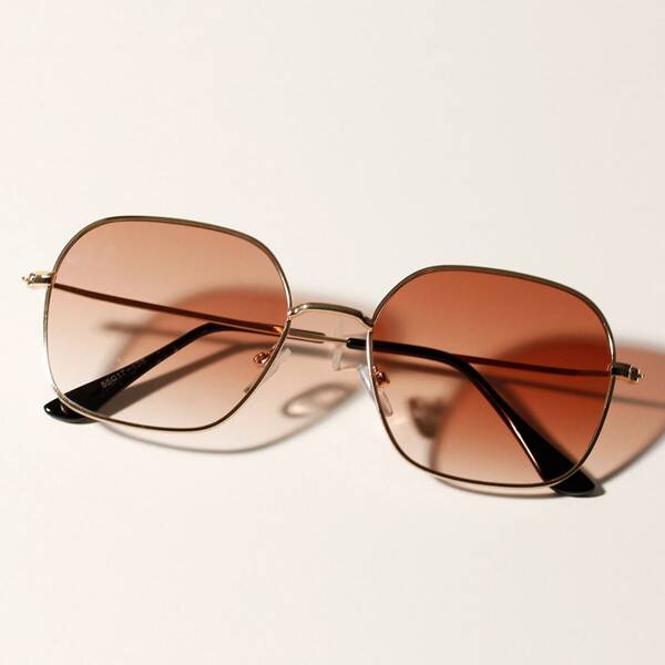 

Солнечные очки с металлической рамкой и футляром, Коричневые