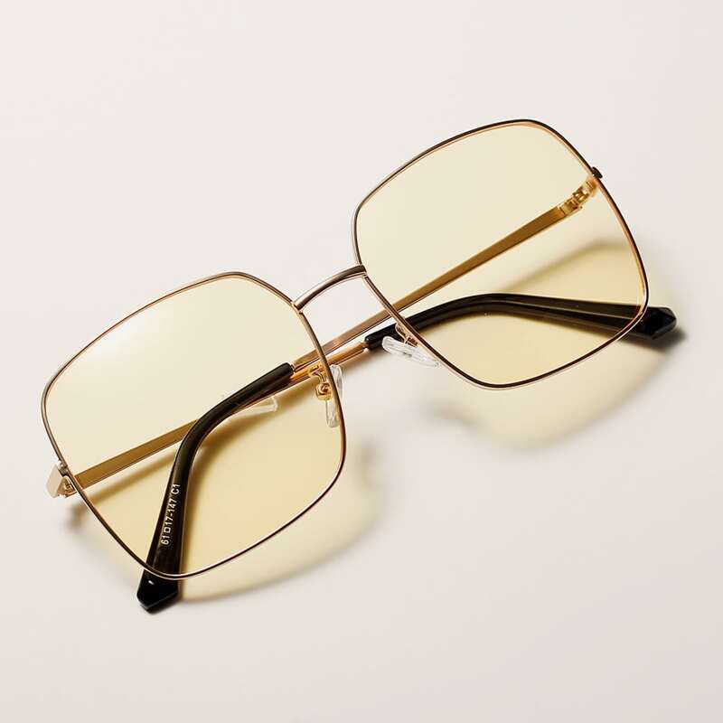 

Square Metal Frame Sunglasses With Case, Yellow