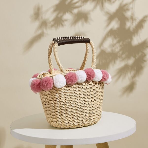 

Сумка с надписью Pom-Pom Decor, Хаки