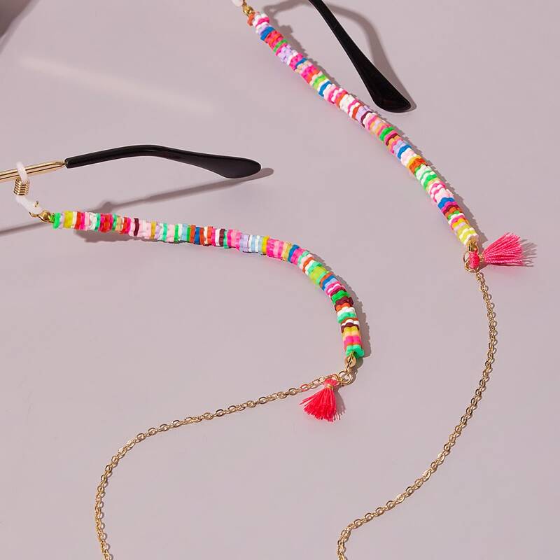 

Tassel Decor Beaded Glasses Chain, Multicolor
