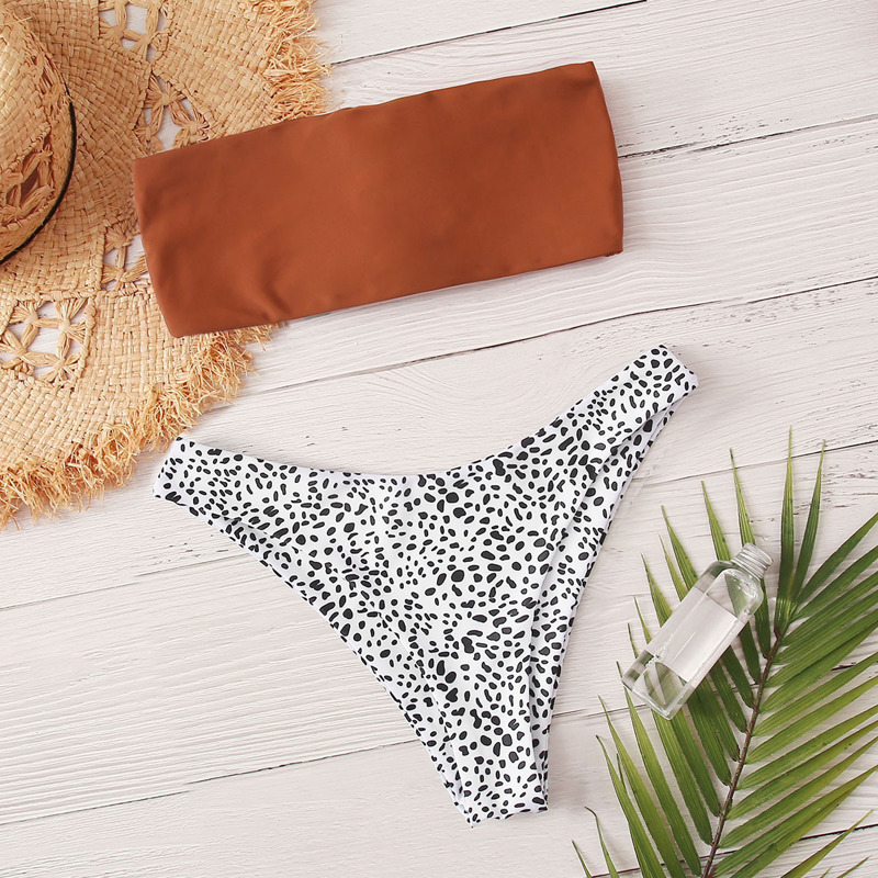 

Dalmatian Bandeau High Cut Bikini Swimsuit, Multicolor