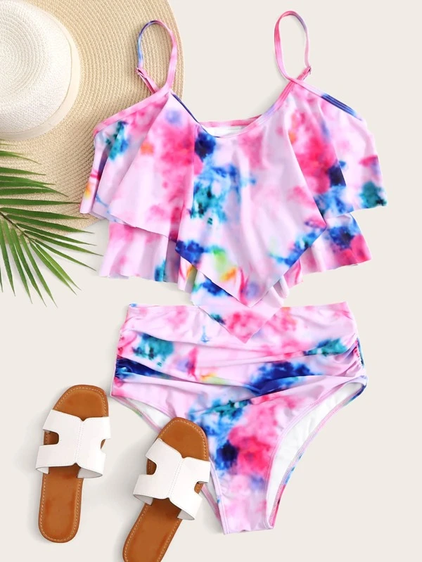 tie dye high waisted bikini swimsuit