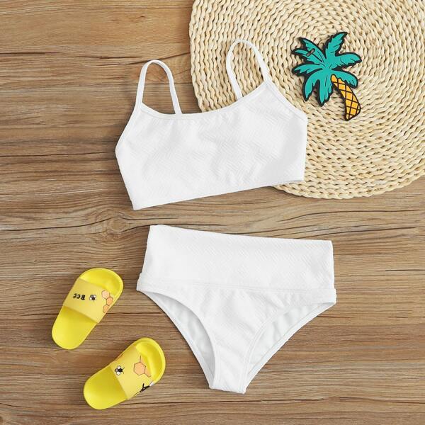 

Girls Solid Bikini Swimsuit, White