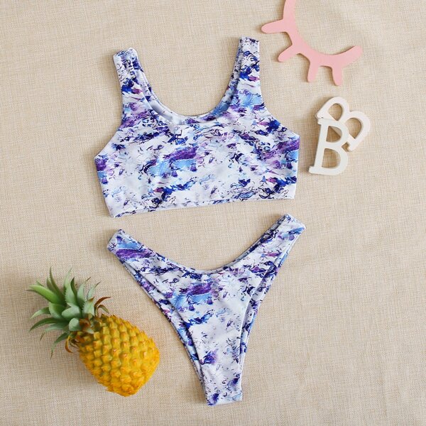 

Girls All Over Graphic Bikini Swimsuit, Multicolor