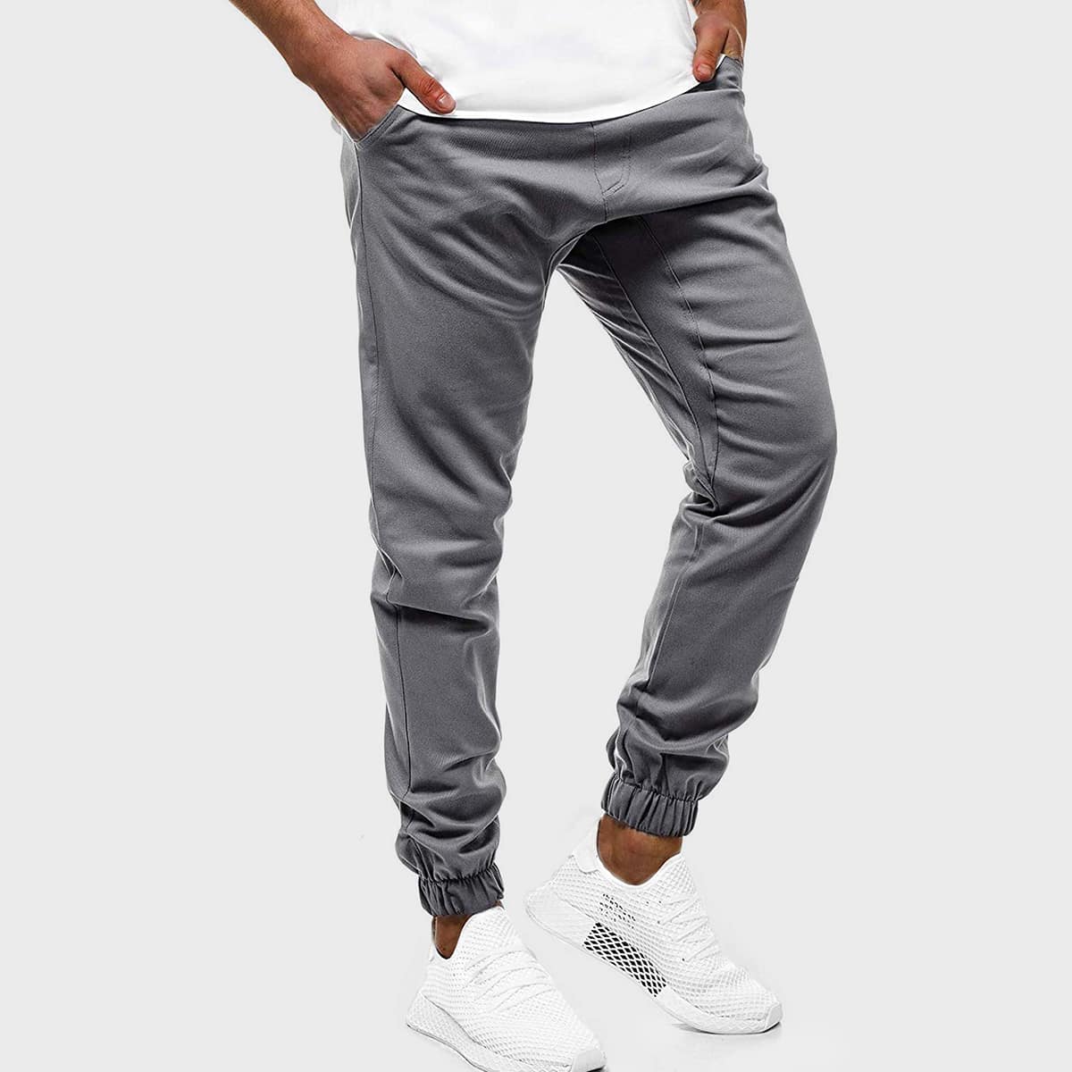

Guys Elastic Cuffed Hem Sweatpants, Grey