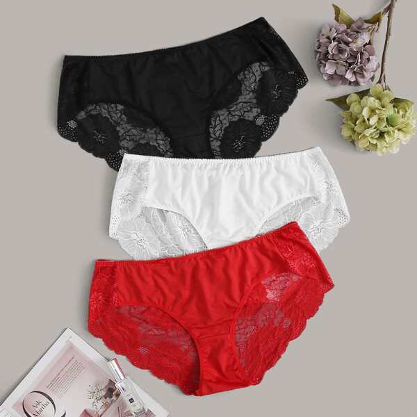 

3pack Plus Floral Lace Panty Set, Multicolor