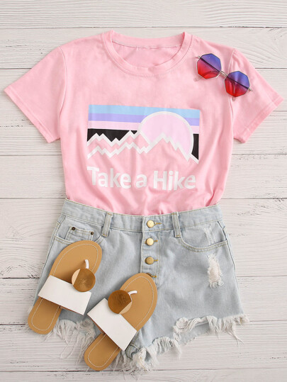Stripe And Letter Graphic Tee