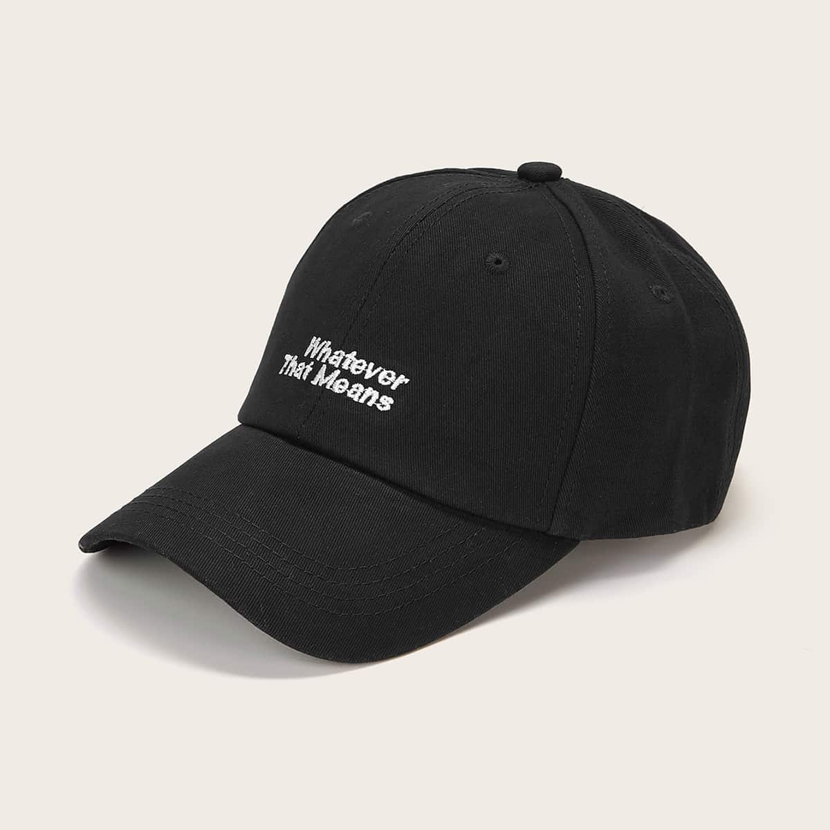 

Letter Embroidered Baseball Cap, Black