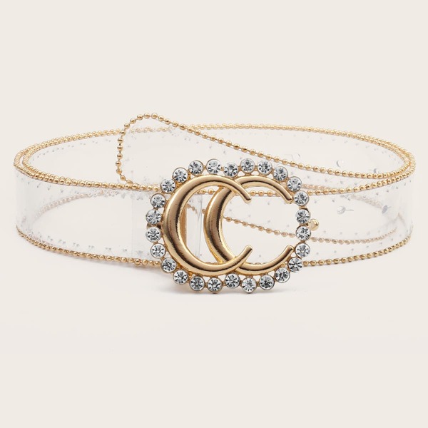 

Rhinestone Decor Transparent Belt, Clear