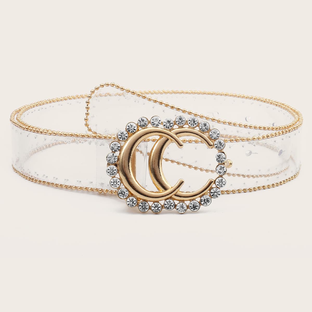 

Rhinestone Decor Transparent Belt, Clear