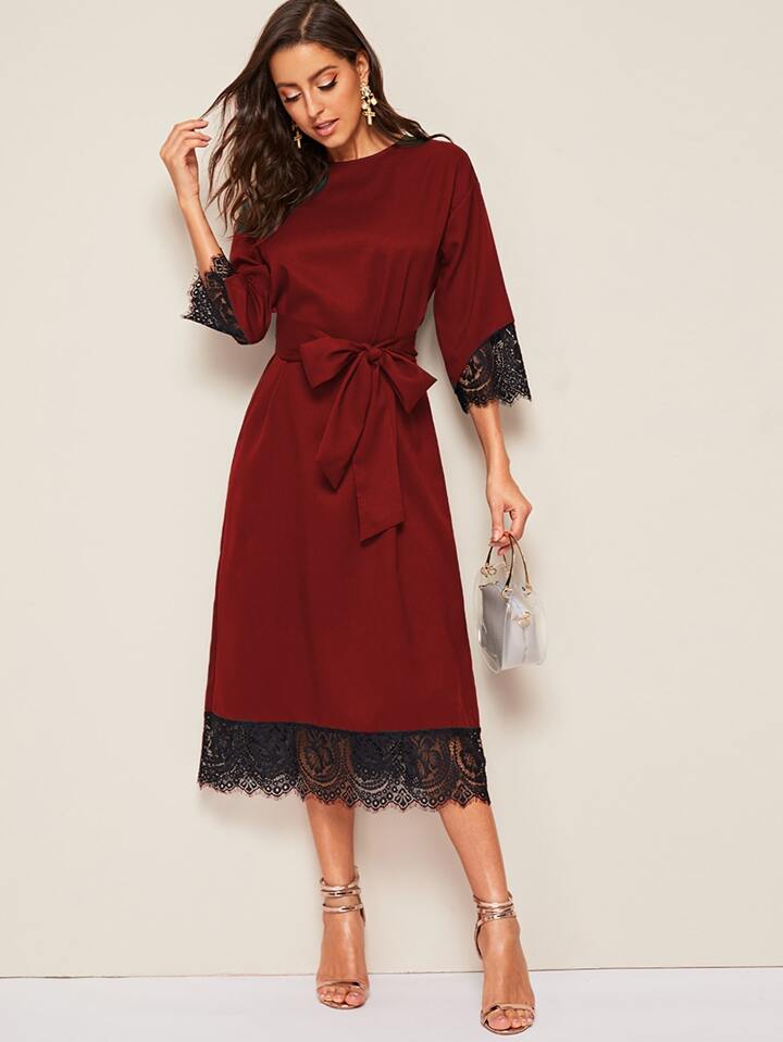 cache red lace dress Red Lace Maxi Dress with Ruffle Detail main image 1