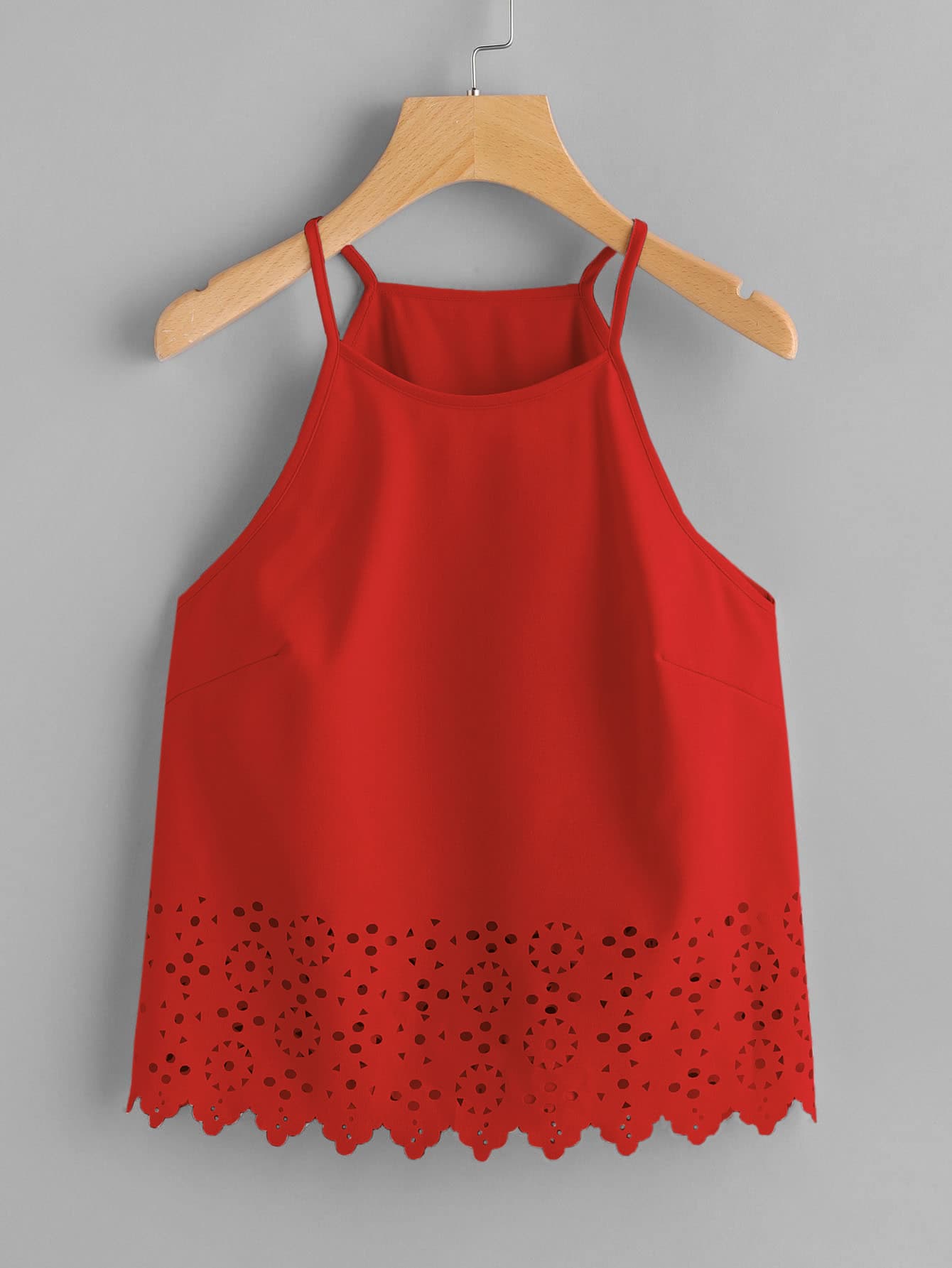 SHEIN VCAY 貝殼邊鐳射剪裁吊帶上衣