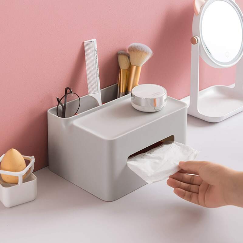 

1pc Multifunction Desktop Tissue Storage Box, Multicolor