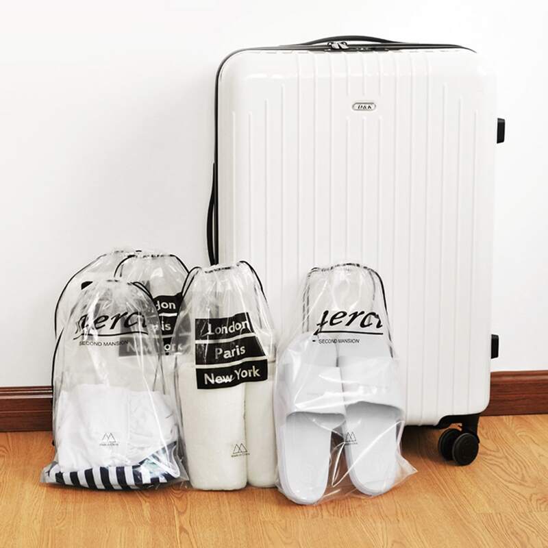 

5pcs Clear Drawstring Travel Storage Bag