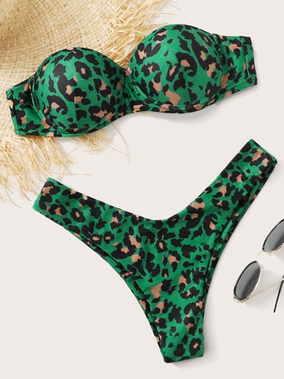 Leopard Underwire High Cut Bikini Swimsuit