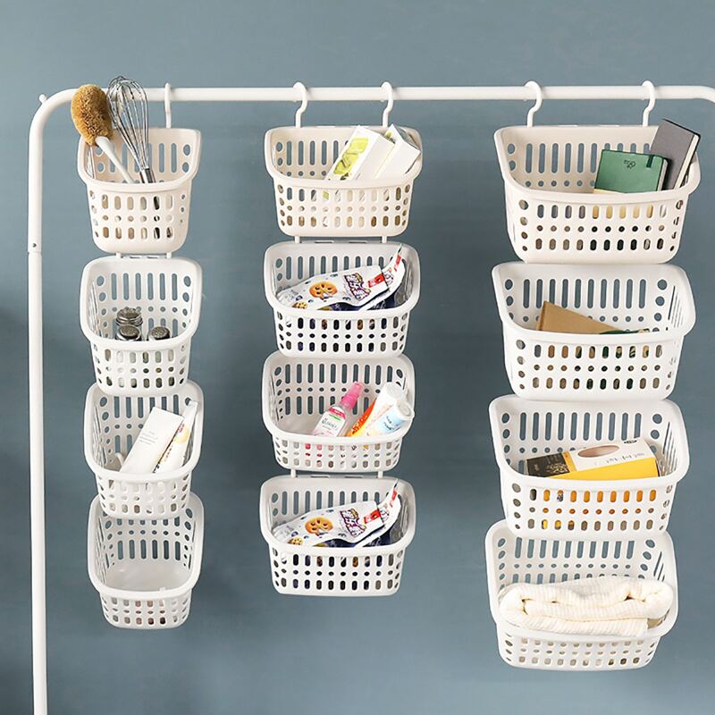 

1pc Solid Hanging Storage Basket, Multicolor