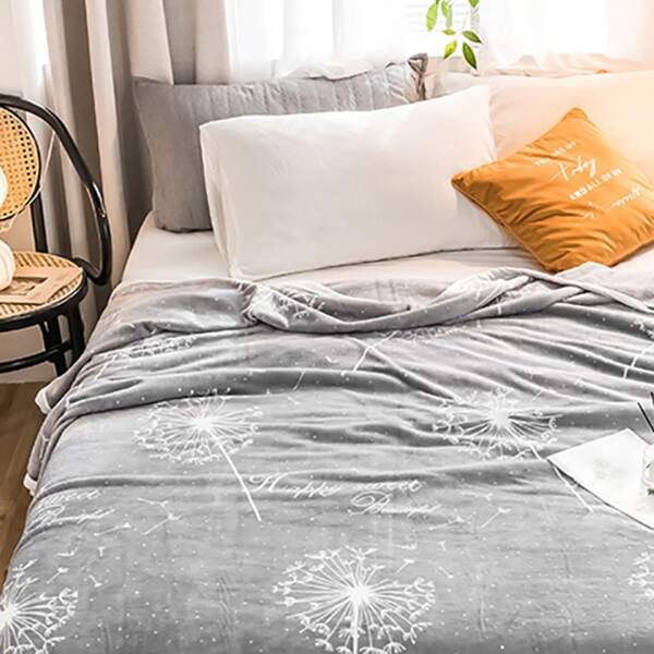

Dandelion Print Blanket, Grey