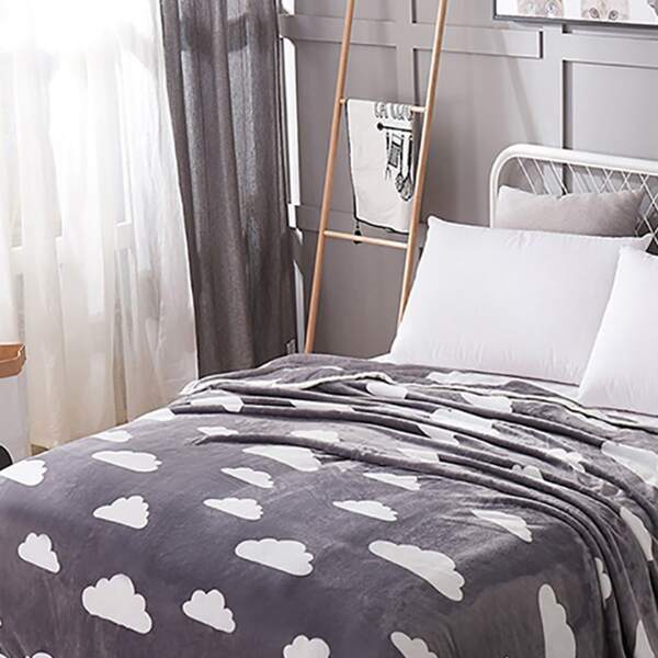 

Cloud Print Blanket, Grey