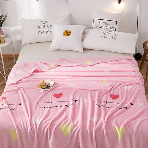

Heart Print Blanket, Pink