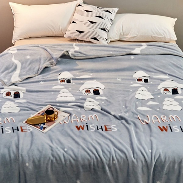 

House Print Blanket, Grey