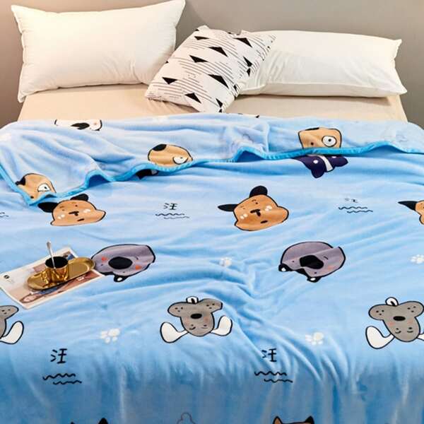 

Cartoon Graphic Blanket, Blue