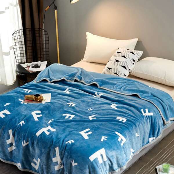 

Letter Graphic Blanket, Blue