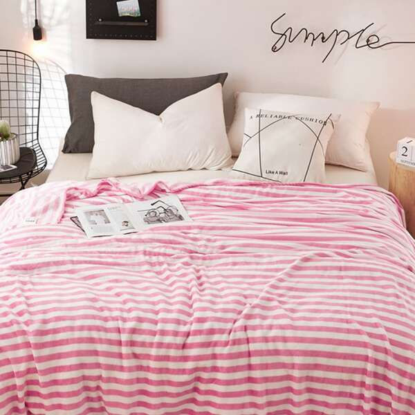

Striped Pattern Blanket, Pink