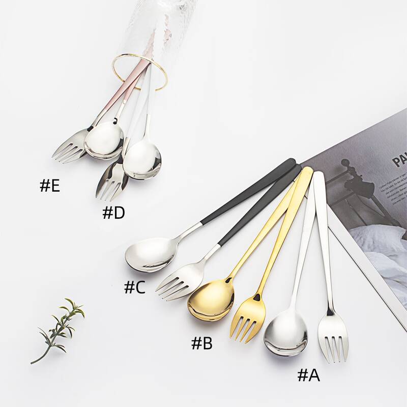 

2pcs Stainless Steel Spoon & Fork, Silver