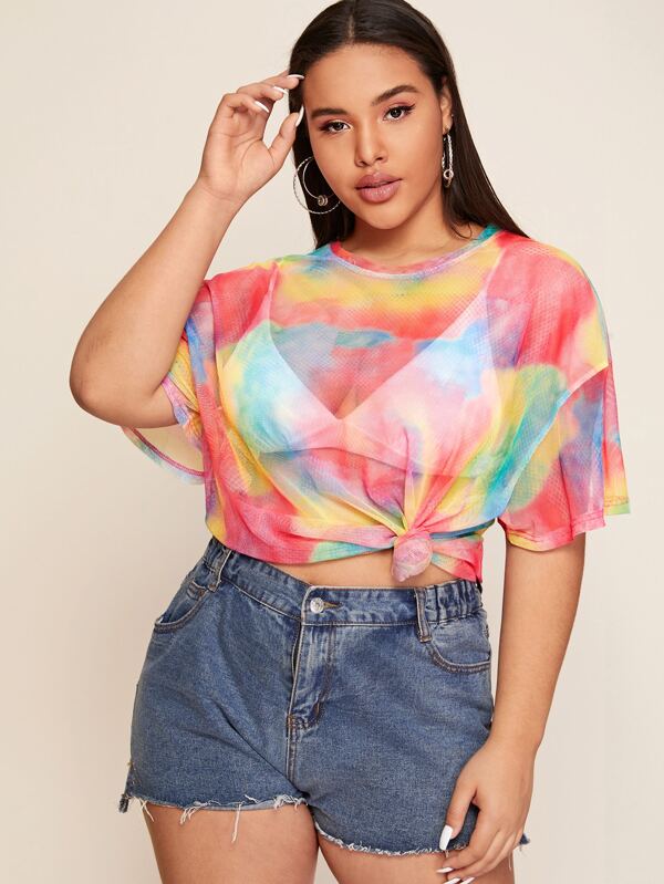 sheer tie dye top