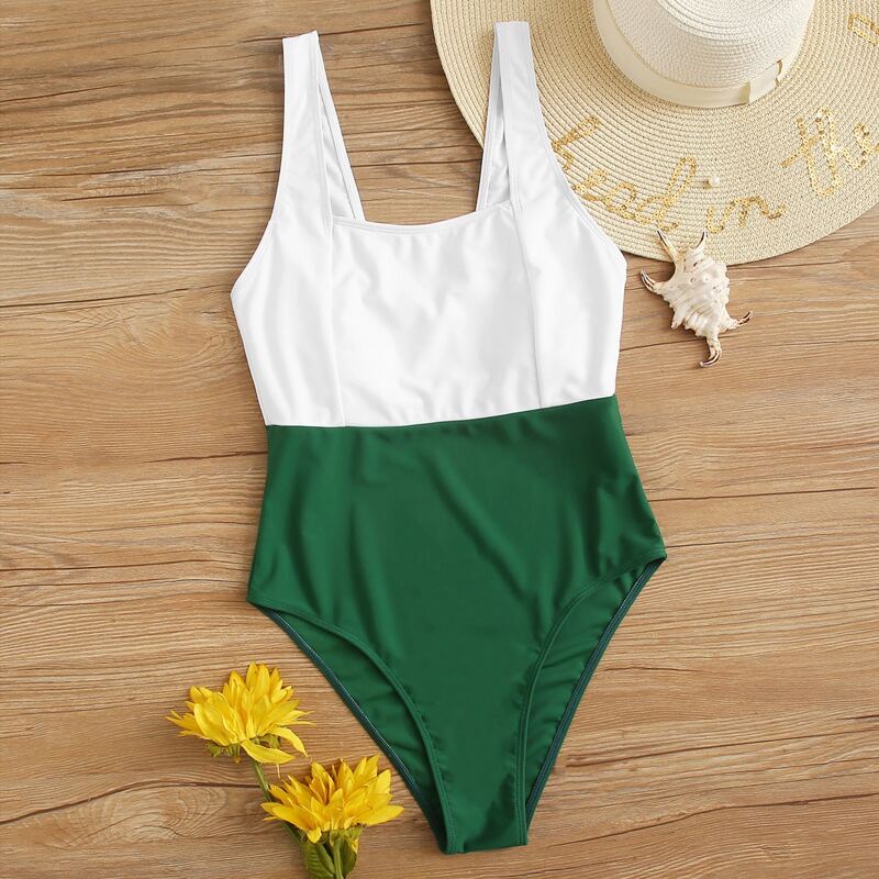 

Two Tone One Piece Swimsuit, Multicolor
