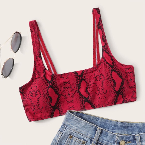 

Snakeskin Bikini Top, Red