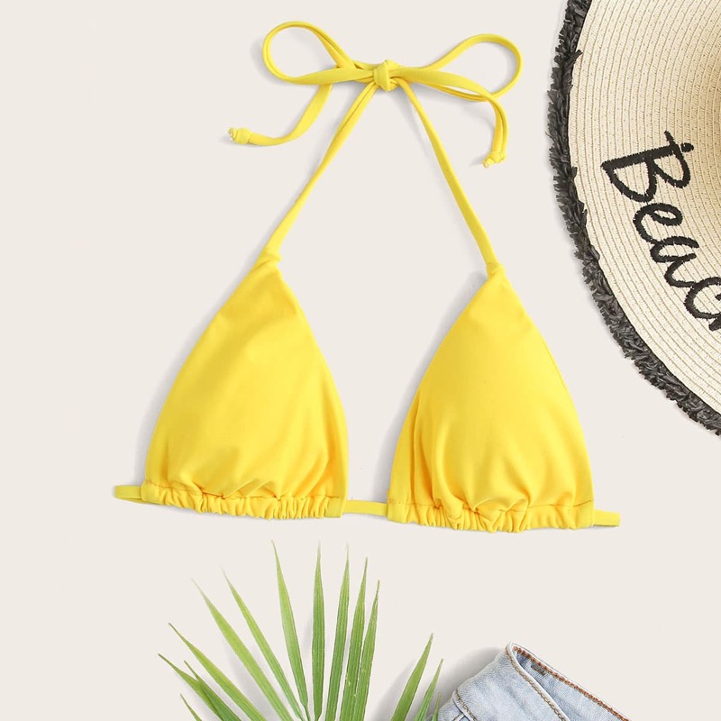 

Tie Back Triangle Bikini Top, Yellow