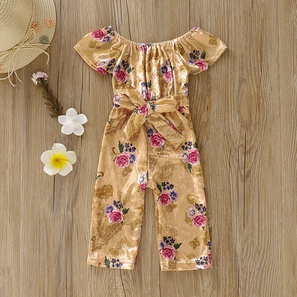 

Toddler Girls Paisley & Floral Print Jumpsuit, Multicolor