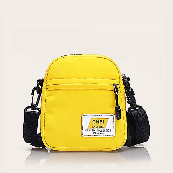 

Zipper Front Crossbody Bag, Yellow