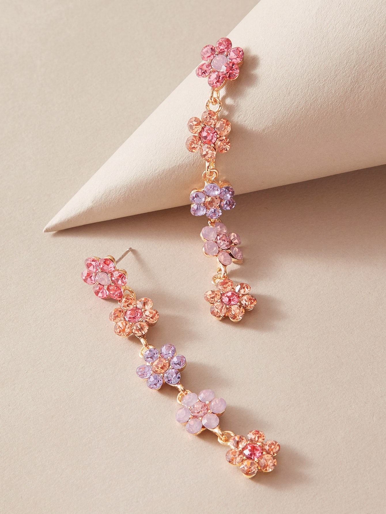 1pair Rhinestone Decor Flower Drop Earrings thumbnail