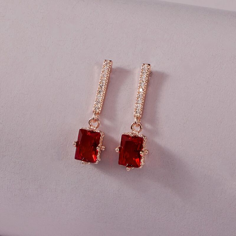 

1pair Gemstone Drop Earrings, Multicolor