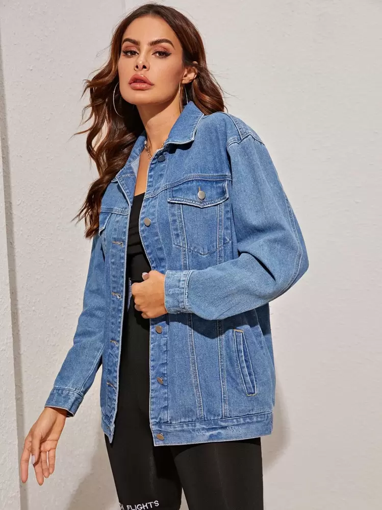 ポップアートプリント バック トラッカー デニムジャケット | SHEIN JAPAN