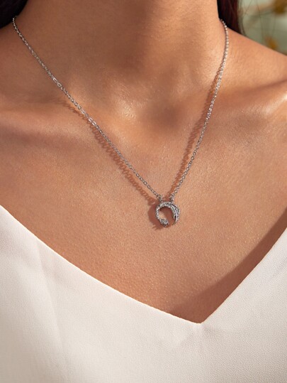 1pc Rhinestone Engraved Necklace