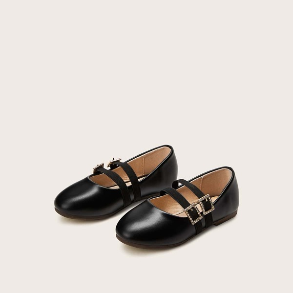 

Toddler Girls Double Buckle Strap Flats, Black